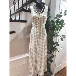 Gysies Women's Beige Polyester Tie Waist Sleeveless Wide Leg Jumpsuit Size 5